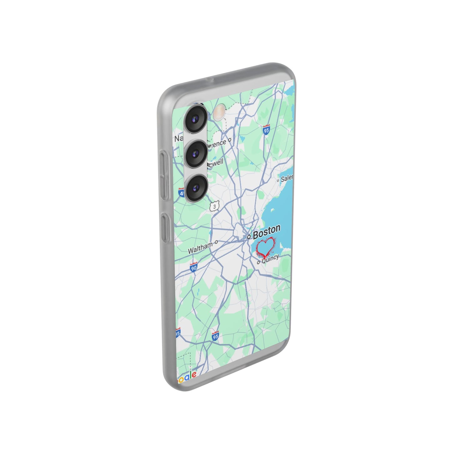 Boston Map Flexi Case for iPhone, Custom Location Phone Case, Unique Gift, Boston Heart Design, Travel Lover Accessory