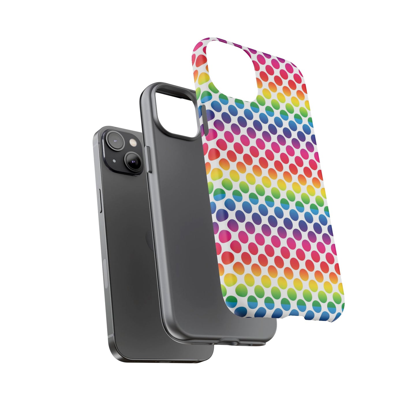 Rainbow Dot Phone Case, Colorful Phone Cover, Fun Phone Accessory, Gift for Friends, Trendy Mobile Case