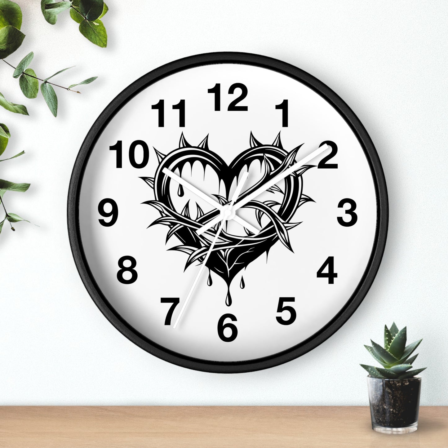 Heart & Thorns Wall Clock - Gothic Decor, Home Wall Art, Unique Timepiece, Perfect Gift for Her, Stylish Home Accessories