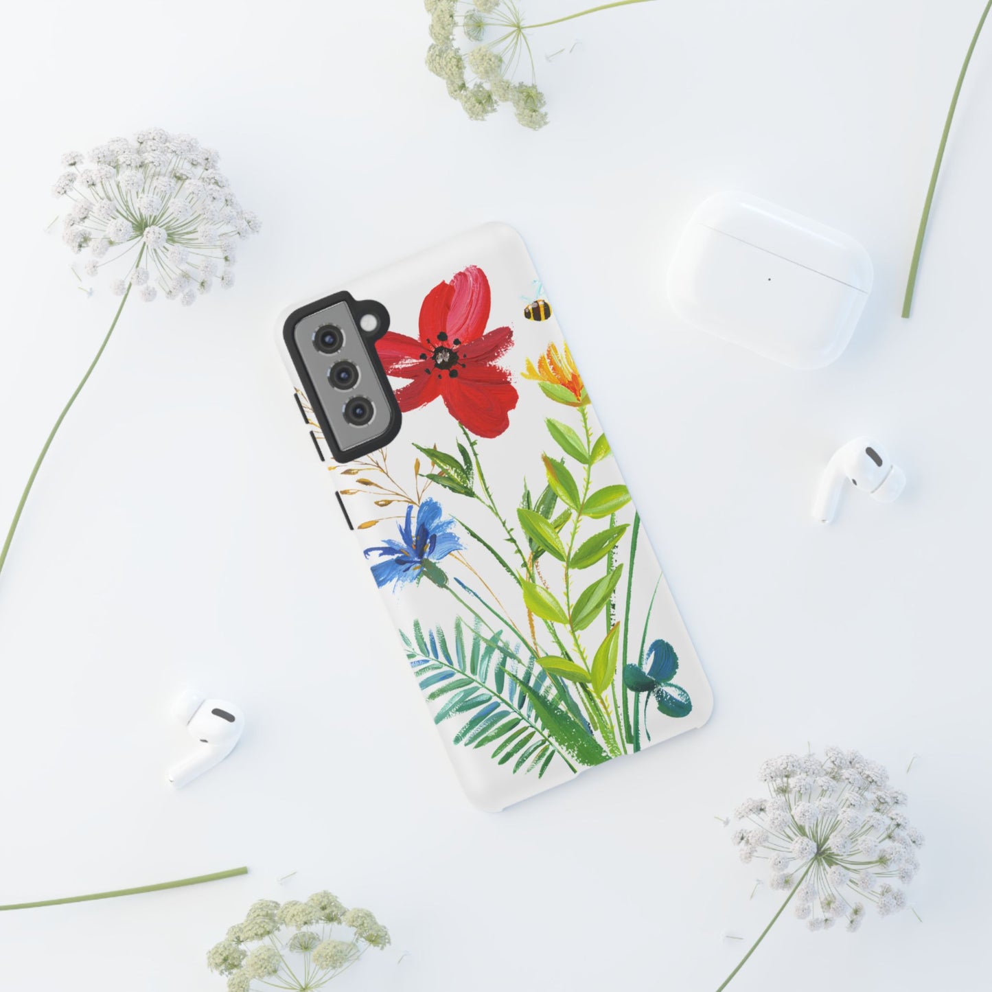 Floral Watercolor Tough Phone Case — Wildflower Bouquet Protective Cover