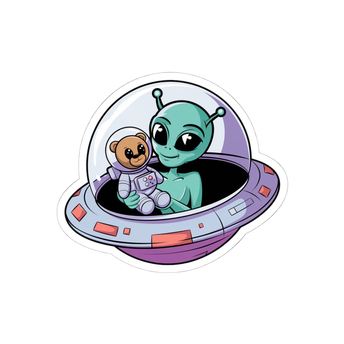 Cute Alien Sticker, Space Decor, Laptop Stickers, Kid Friendly Gift, UFO Art, Cosmic Aesthetic