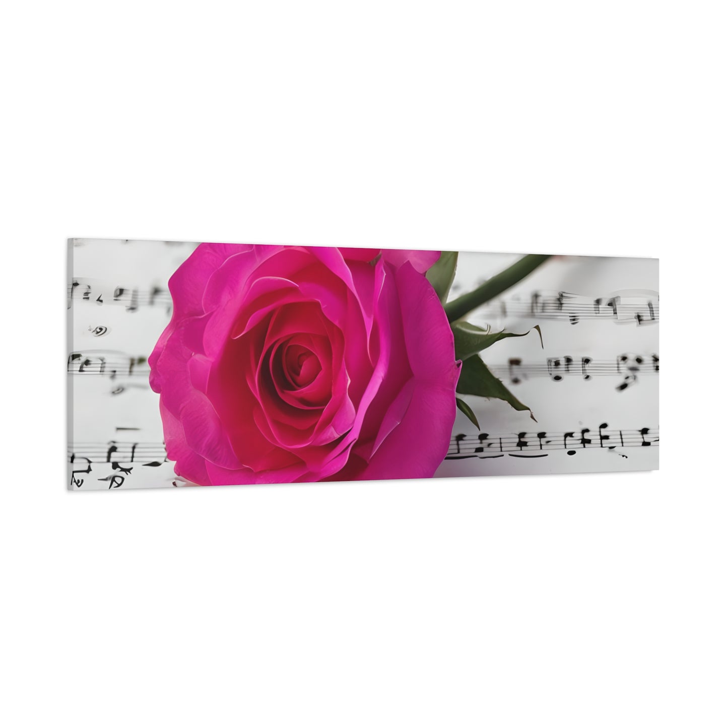 Stretched Canvas Art Print, Classic Rose on Sheet Music, Floral Wall Decor, Home Decoration, Gift for Music Lovers