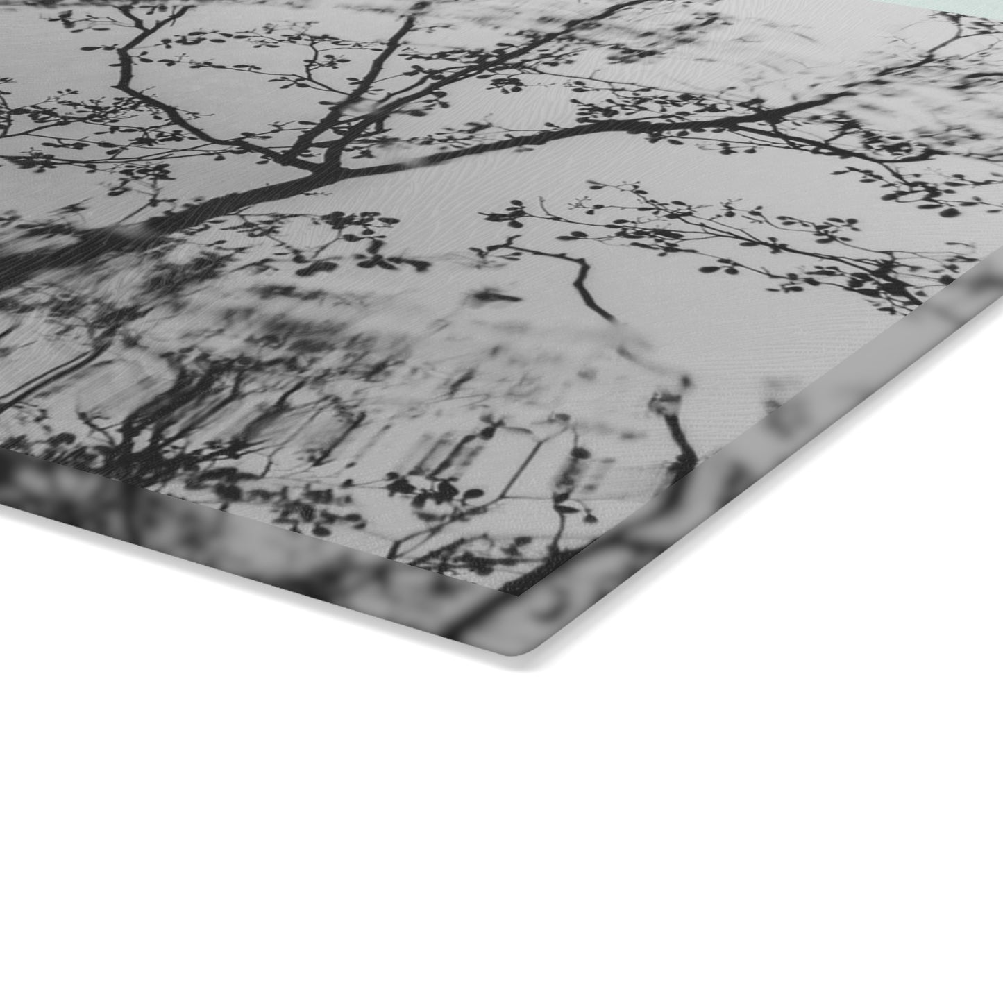 Glass Cutting Board — Monochrome Ferris Wheel & Tree Silhouette Decorative Cutting Board