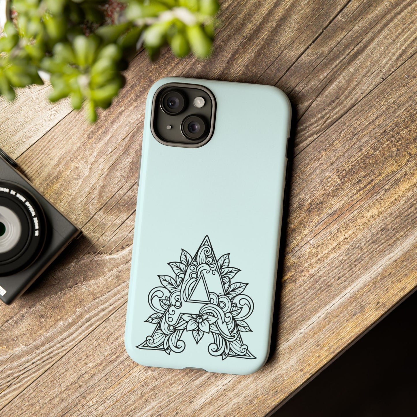Personalized Tough Phone Case, Floral Monogram Cell Phone Cover, Custom Protective Case, Unique Gift, Birthday, Graduation