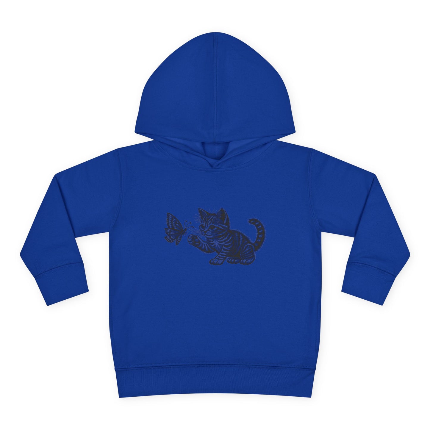 Cute Cat and Butterfly Toddler Hoodie, Toddler Pullover, Kids Fleece Hoodie, Animal Lover Gift, Playtime Pullover