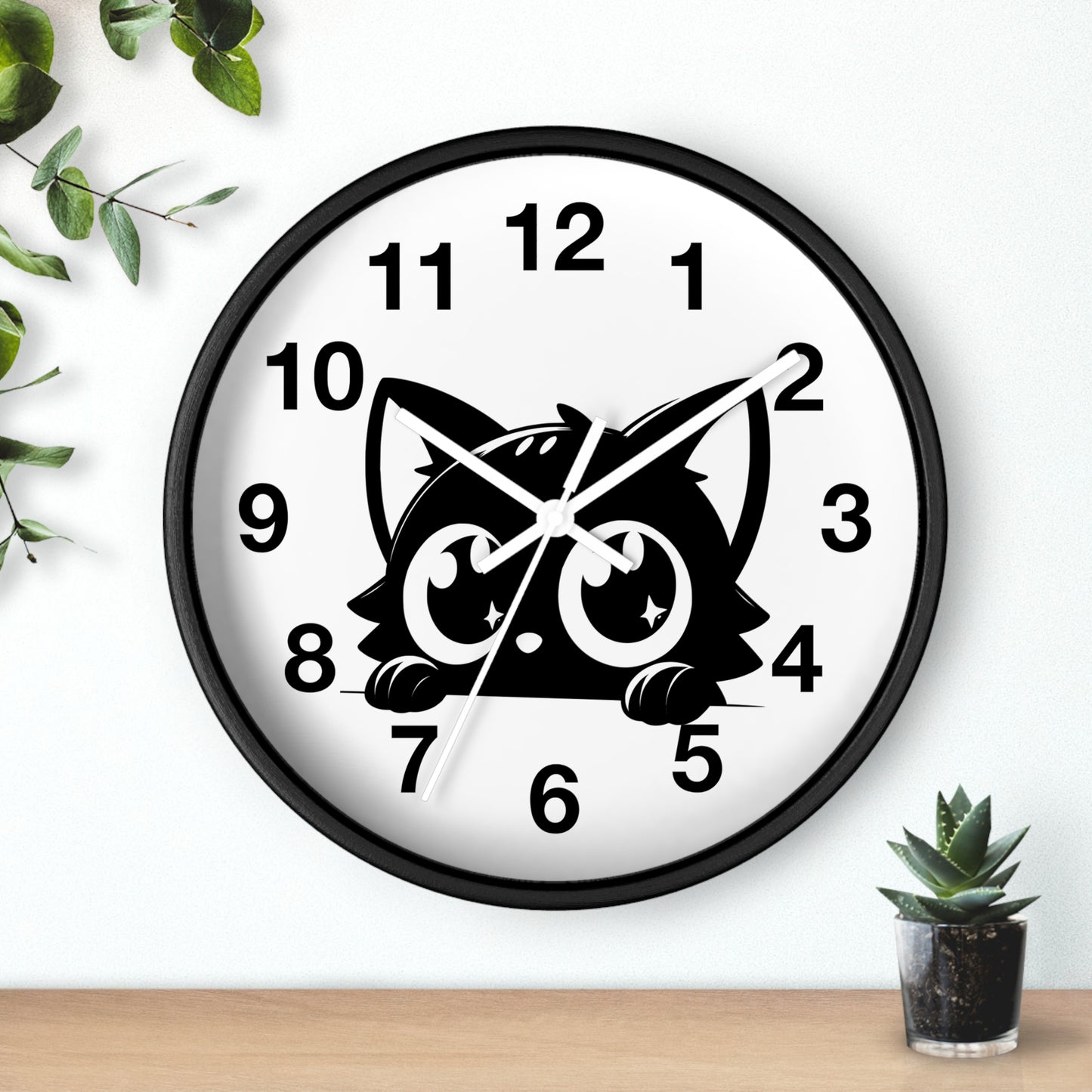 Cute Cat Wall Clock, Adorable Timepiece for Cat Lovers, Black Cat Decor for Home, Kawaii Wall Art, Gift for Cat Enthusiasts