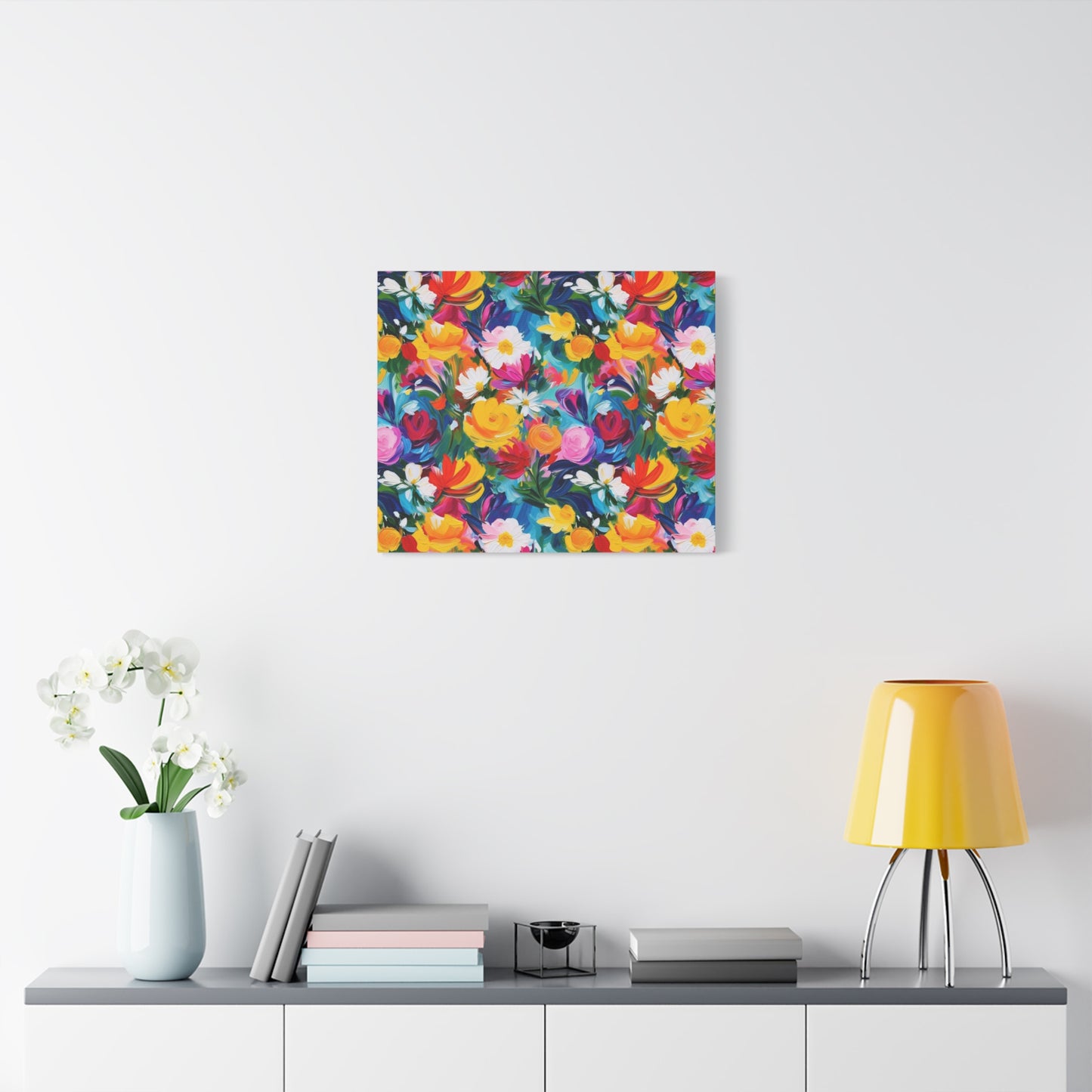 Vibrant Floral Matte Canvas Wall Art — Colorful Garden Print, Stretched 1.25"