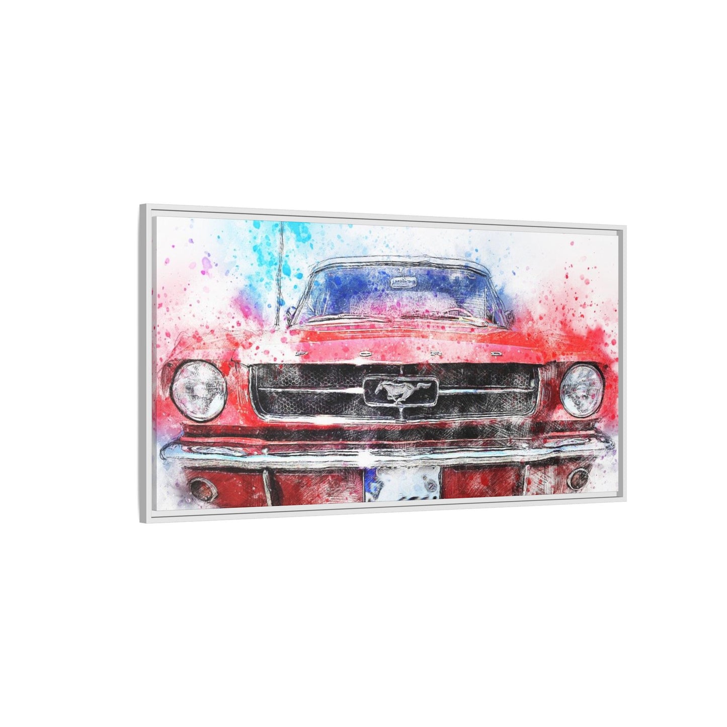 Matte Canvas, Framed Mustang Car