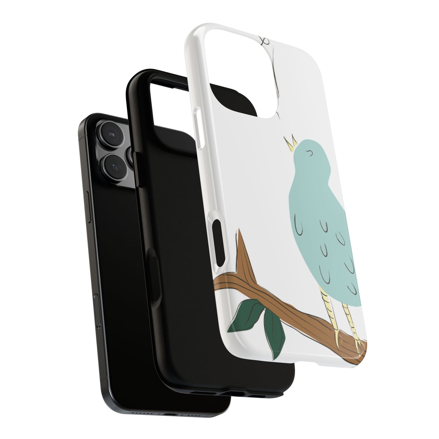 Birdsong Phone Case — Cute Blue Bird on Branch Protective Case