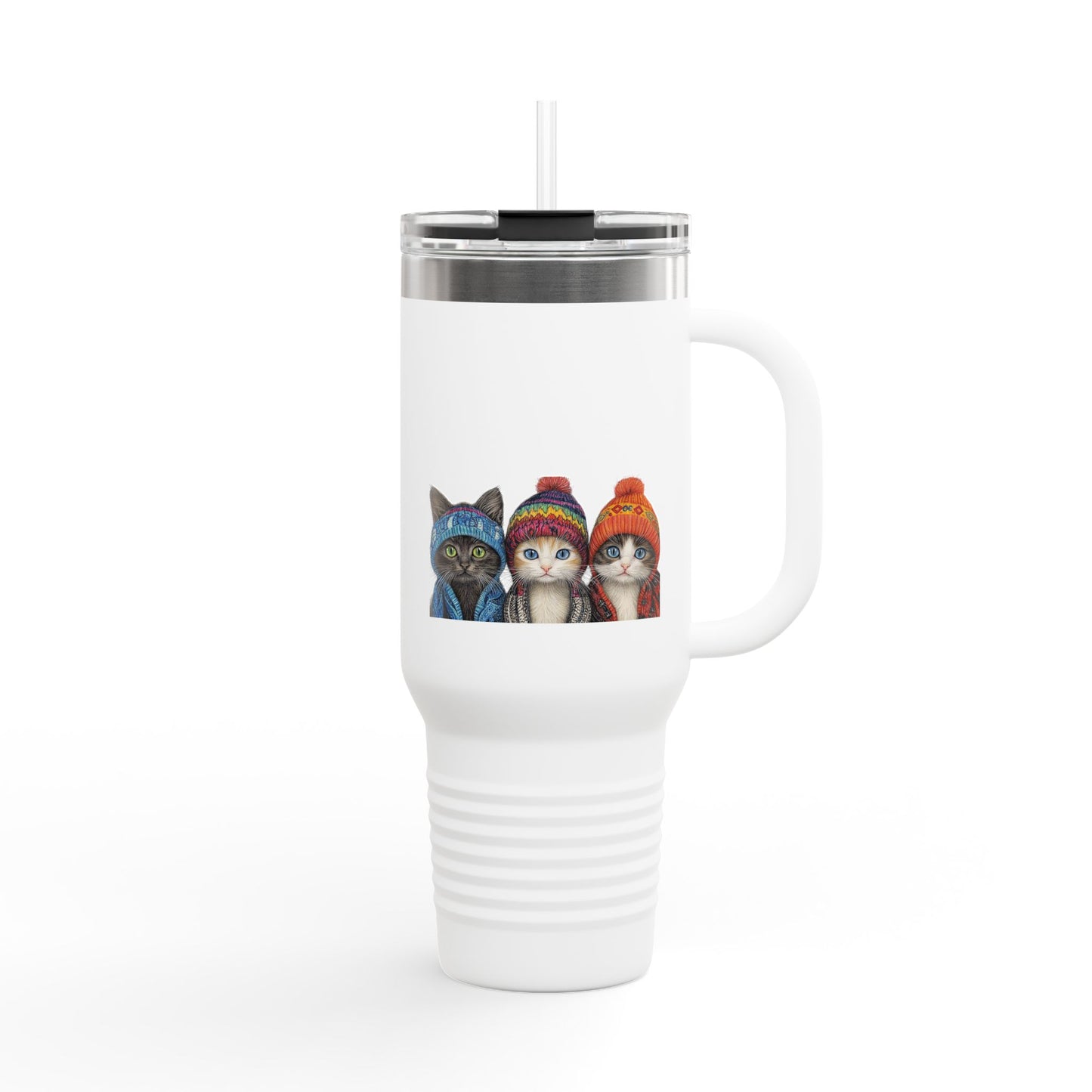 Cat-Themed Insulated Travel Mug, Perfect for Coffee Lovers, Gifts for Cat Owners, Travel Accessories, Cute Cat Lovers Gift, 40oz Mug