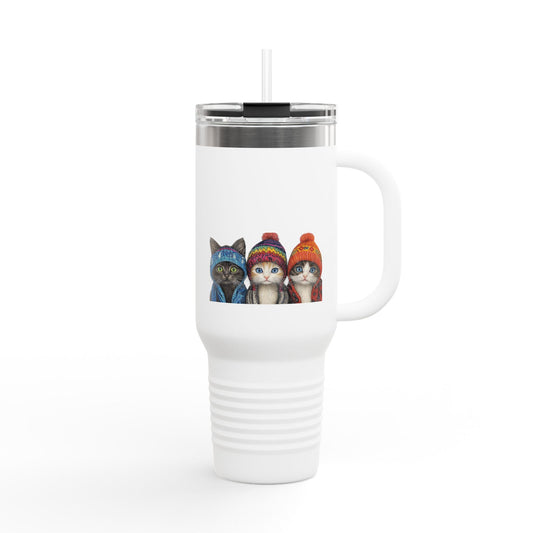 Cat-Themed Insulated Travel Mug, Perfect for Coffee Lovers, Gifts for Cat Owners, Travel Accessories, Cute Cat Lovers Gift, 40oz Mug
