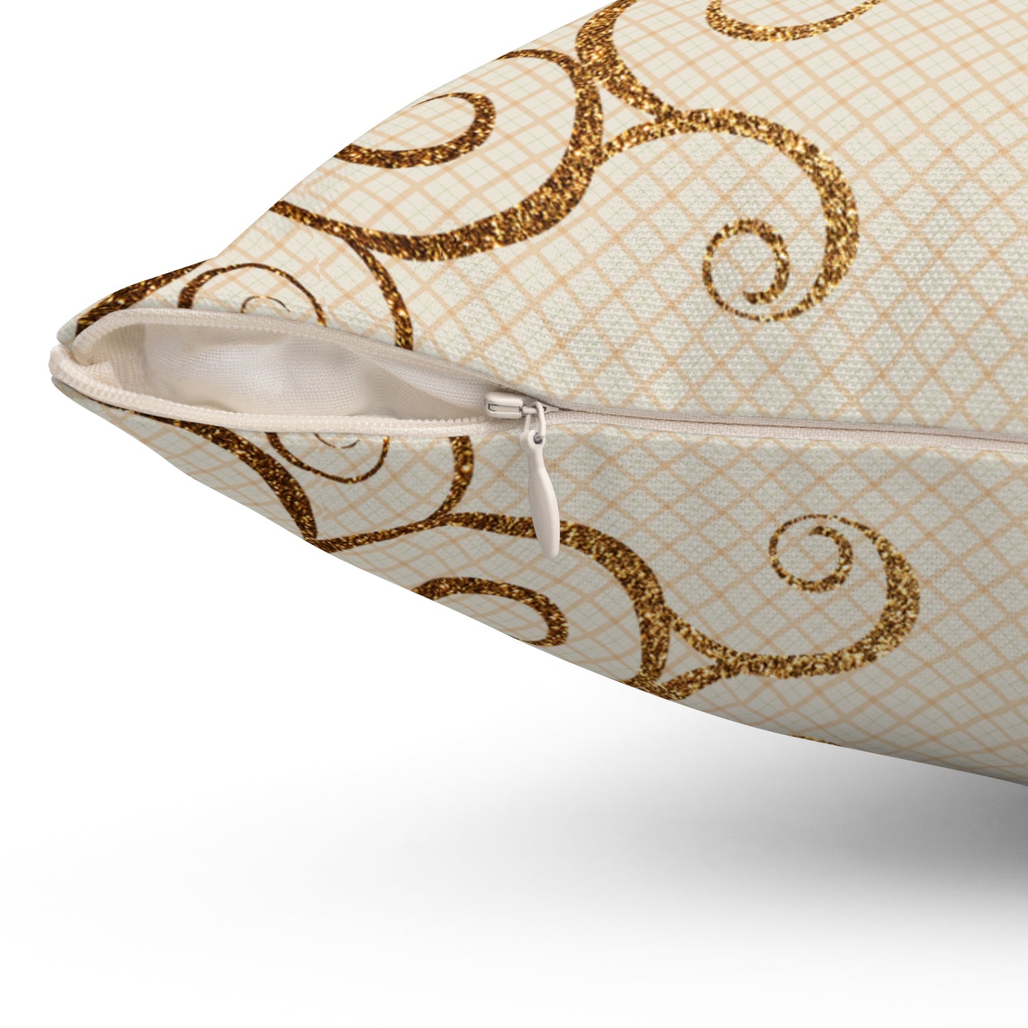 Elegant Swirl Decorative Pillow, Chic Home Accent, Cozy Living Room Decor, Gold Patterned Throw Cushion, Stylish Gift for Weddings