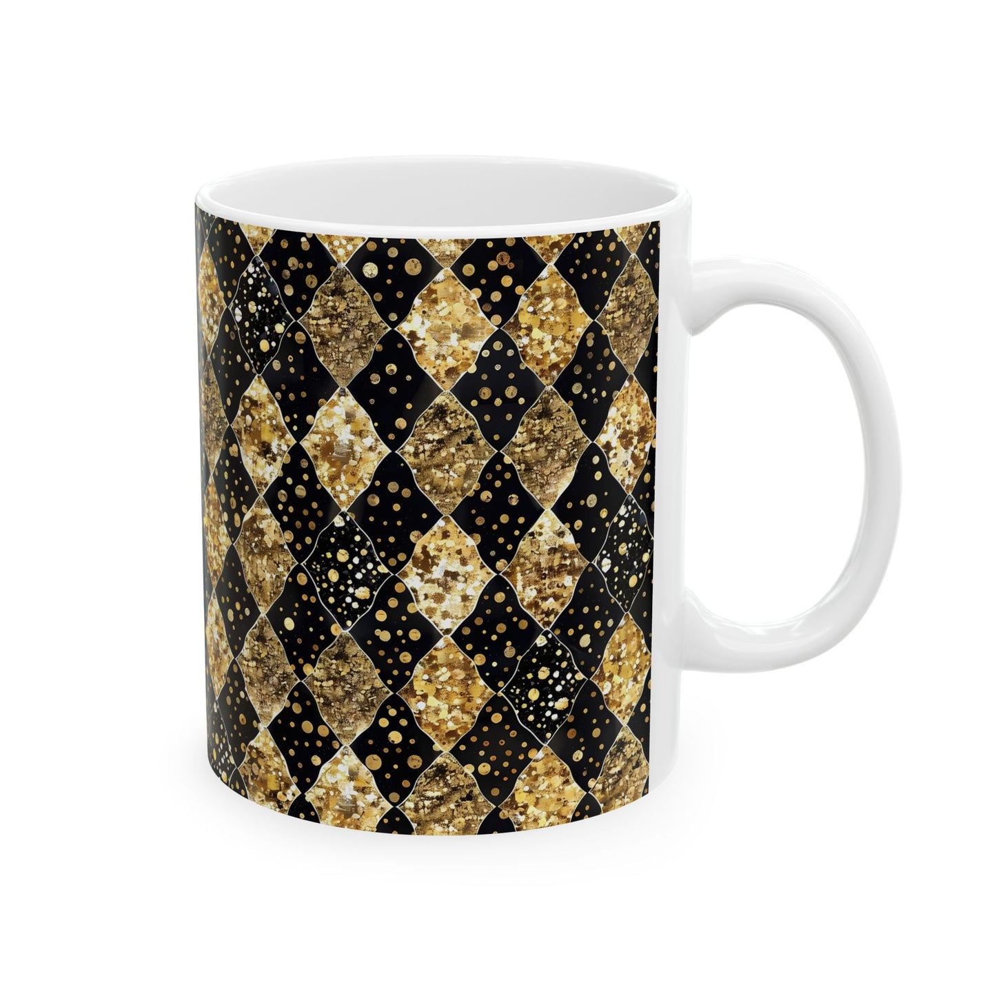 Elegant Gold and Black Harlequin Ceramic Mug