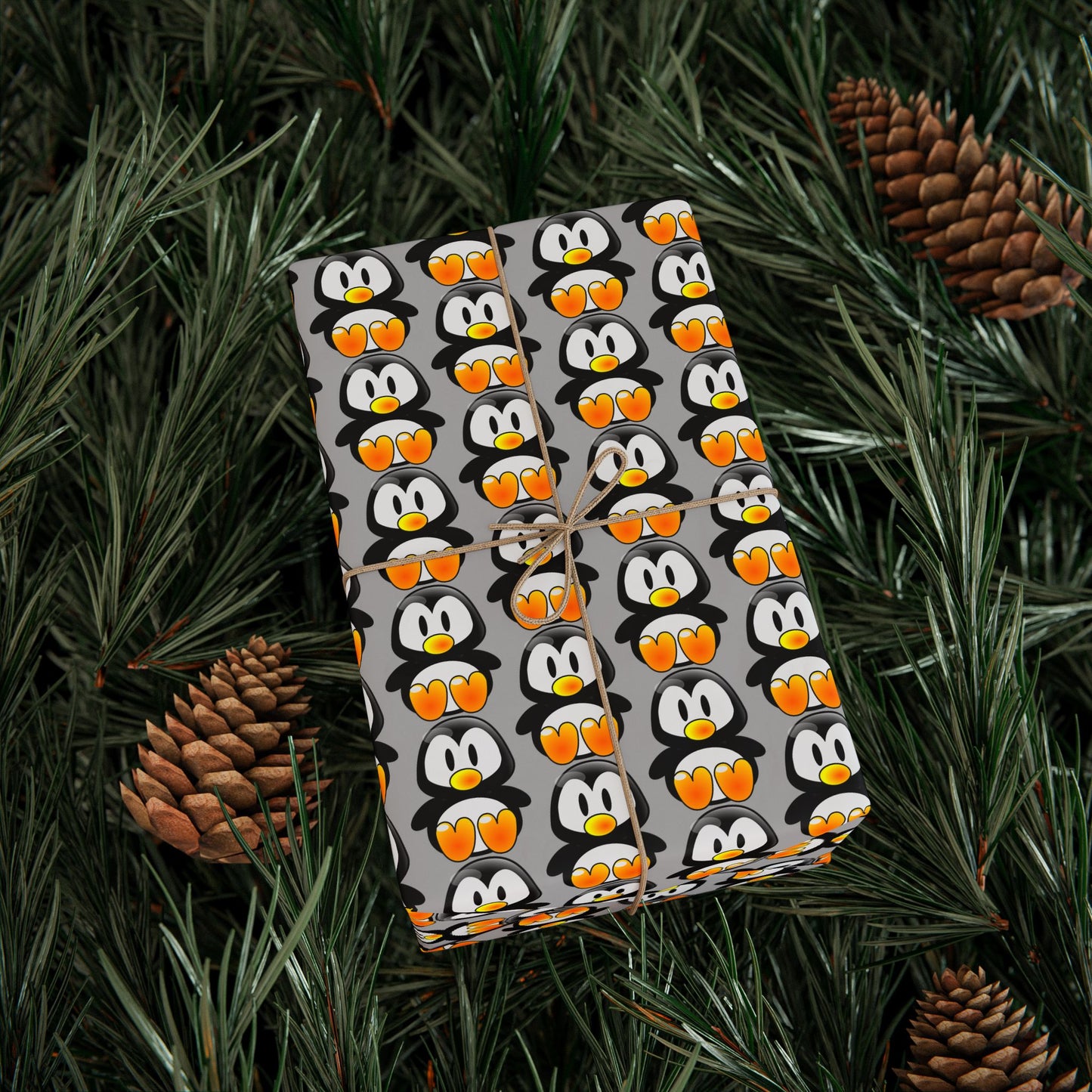Wrapping Paper — Retro Floral Black & Orange Pattern Roll