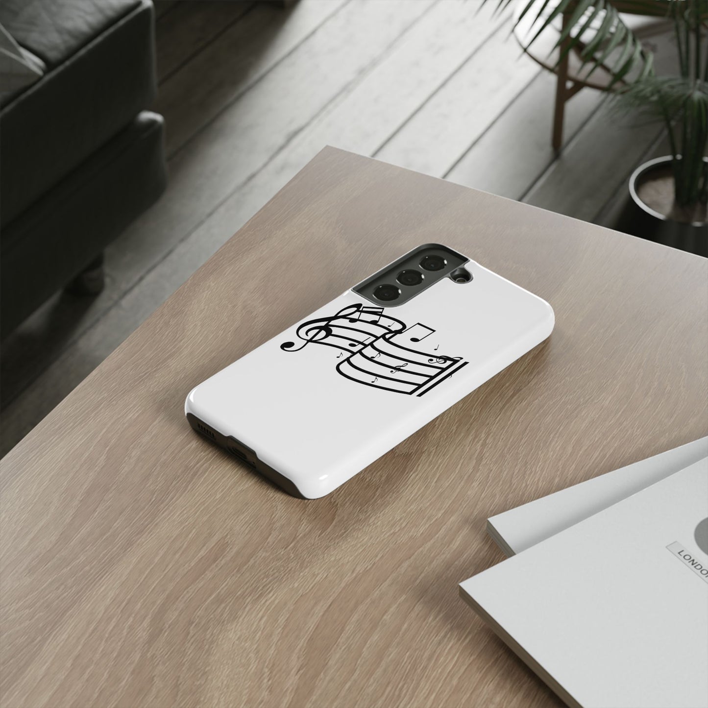 Musical Notes Phone Case — Black Treble Clef Music Staff Tough Case
