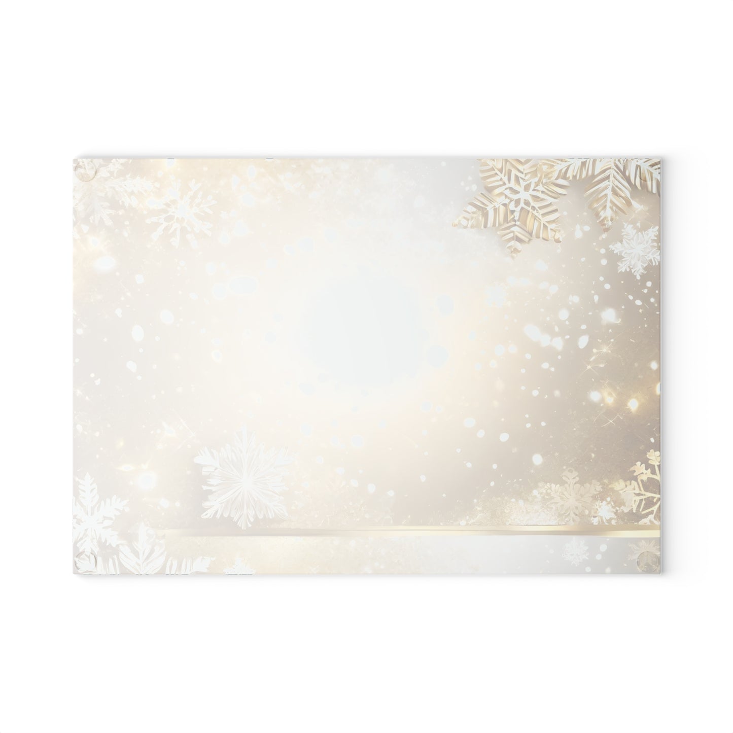 Festive Gold Snowflake Glass Cutting Board — Holiday Decorative Chopping Board