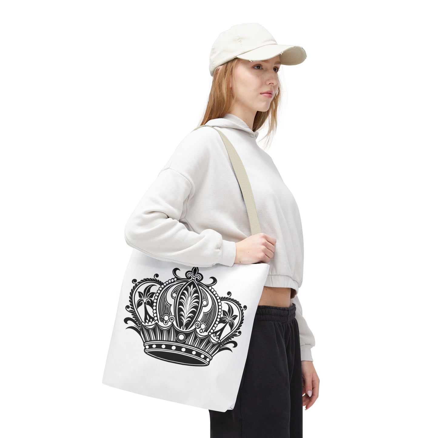 Crown Design Tote Bag, Royal Style Shopping Tote, Chic Grocery Bag, Gift for Her, Fashionable Accessories