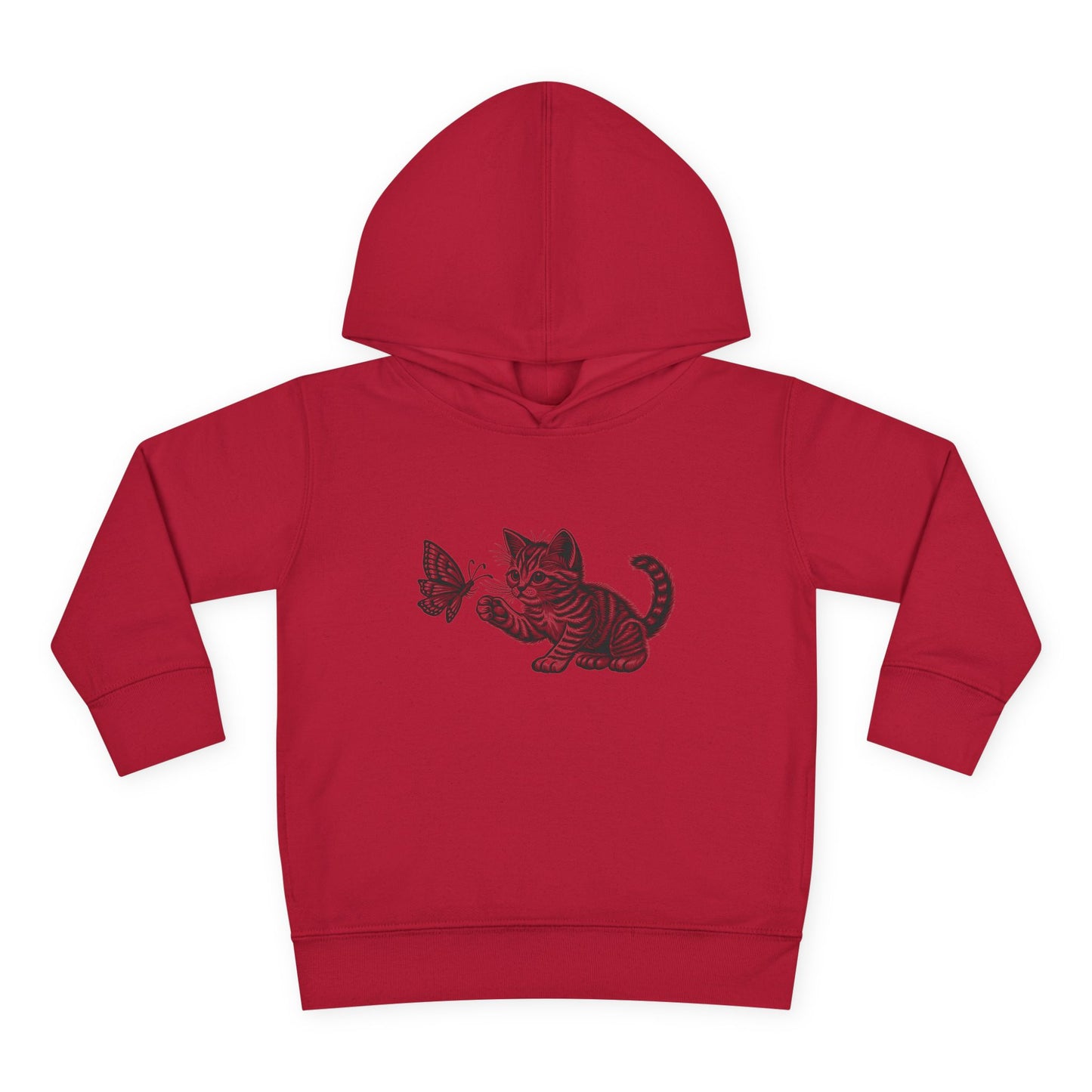 Cute Cat and Butterfly Toddler Hoodie, Toddler Pullover, Kids Fleece Hoodie, Animal Lover Gift, Playtime Pullover
