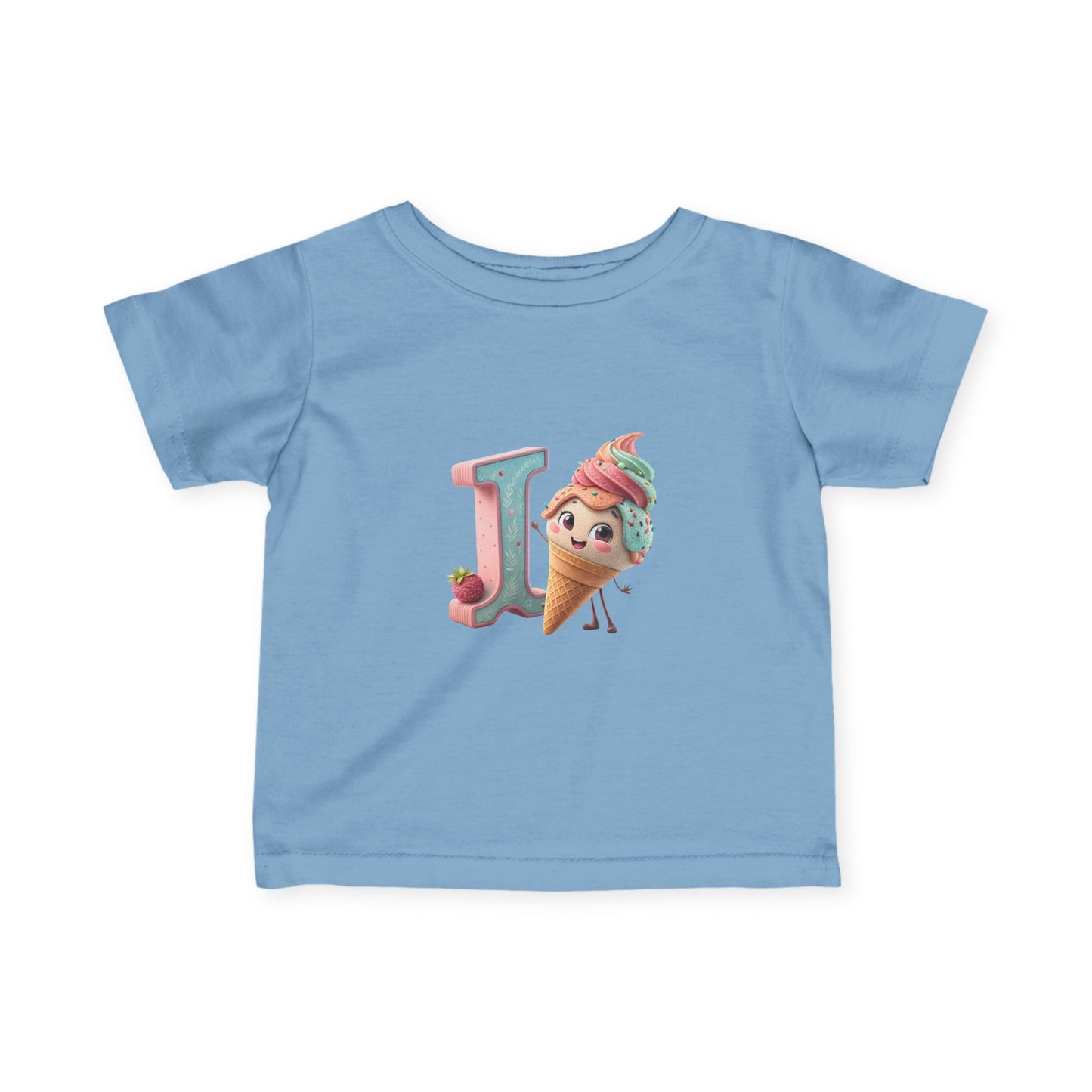 Ice Cream Letter J Infant Tee, Cute Baby Shirt, Kids Birthday Gift, Summer Outfit, Personalized Toddler Gift