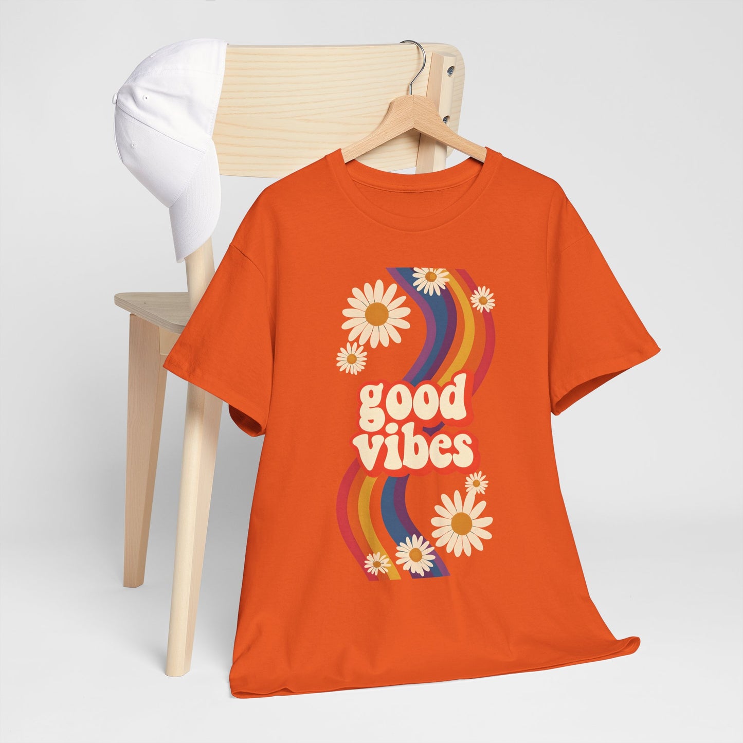 Good Vibes Unisex Heavy Cotton Tee, Retro Graphic T-Shirt, Feel Good Apparel, Summer Outfit, Casual Gift for Friends