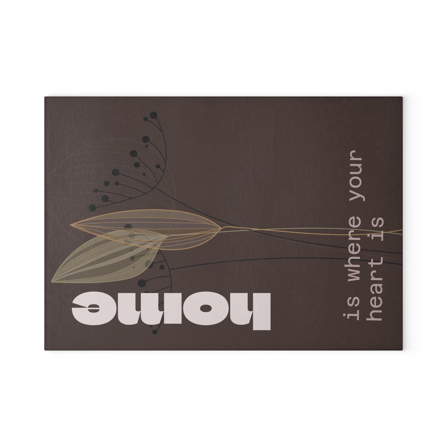 Beautiful Home-Themed Glass Cutting Board, Kitchen Decor, Gift for Hosts, Housewarming, Wedding, Artsy Culinary Tool