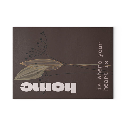 Beautiful Home-Themed Glass Cutting Board, Kitchen Decor, Gift for Hosts, Housewarming, Wedding, Artsy Culinary Tool