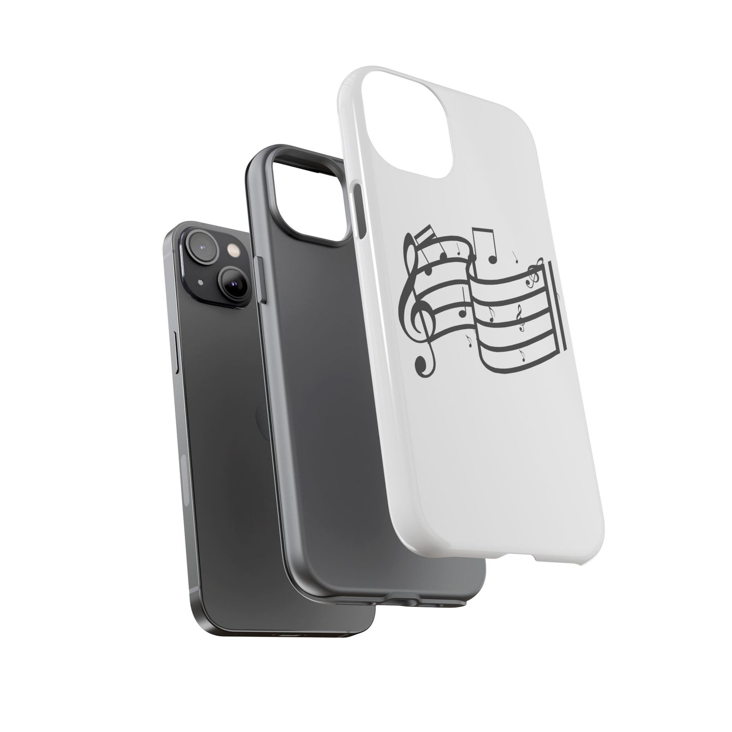 Musical Notes Phone Case — Black Treble Clef Music Staff Tough Case