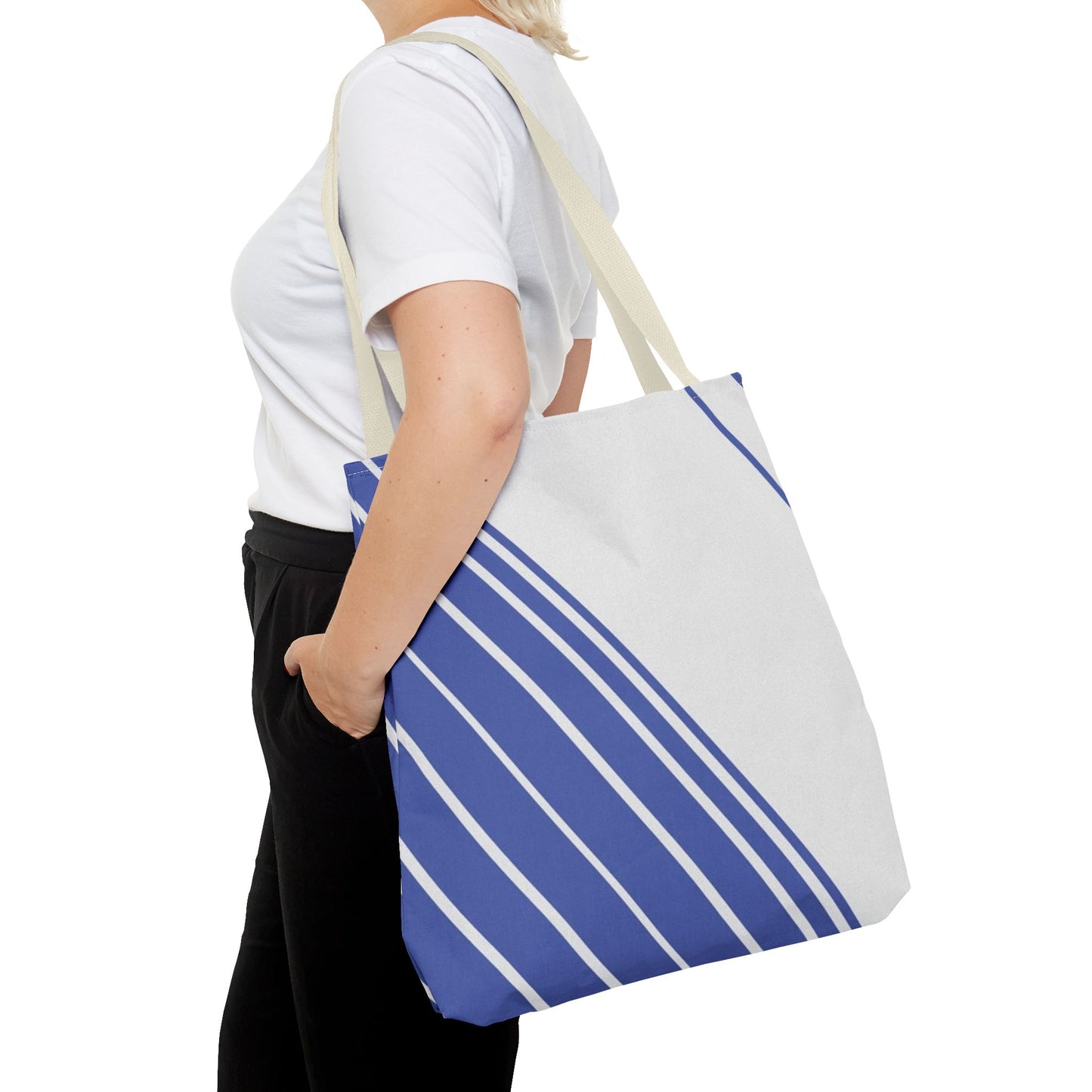 Chic Blue Striped Tote Bag, Stylish Reusable Shopping Bag, Beach Bag, Everyday Carry, Gift for Her