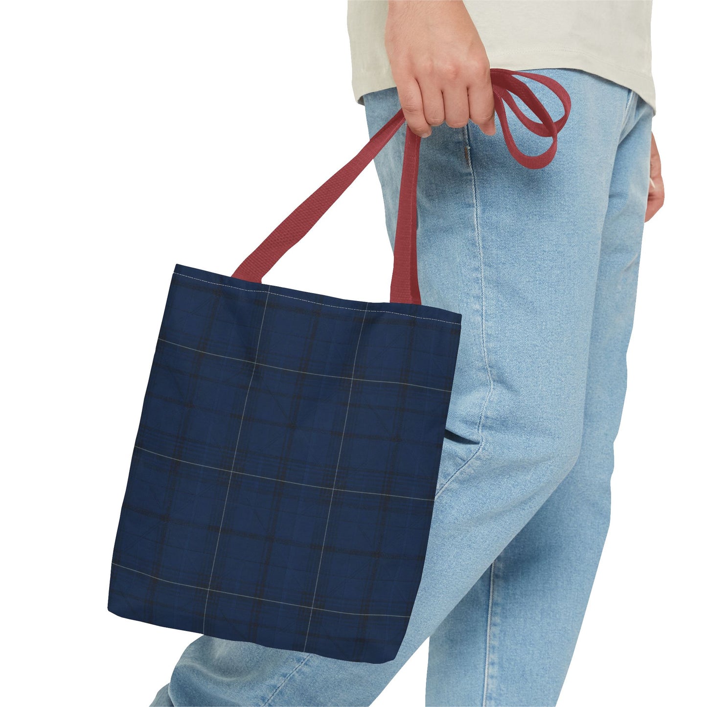 Navy Tartan Tote Bag – Classic Plaid All-Over Print Tote