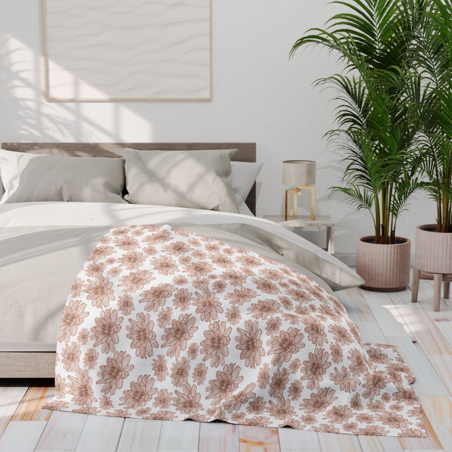Cozy Floral Fleece Blanket - Soft Blanket for Home Decor, Gift for Housewarming, Anniversary, Wedding, Comfort Blanket