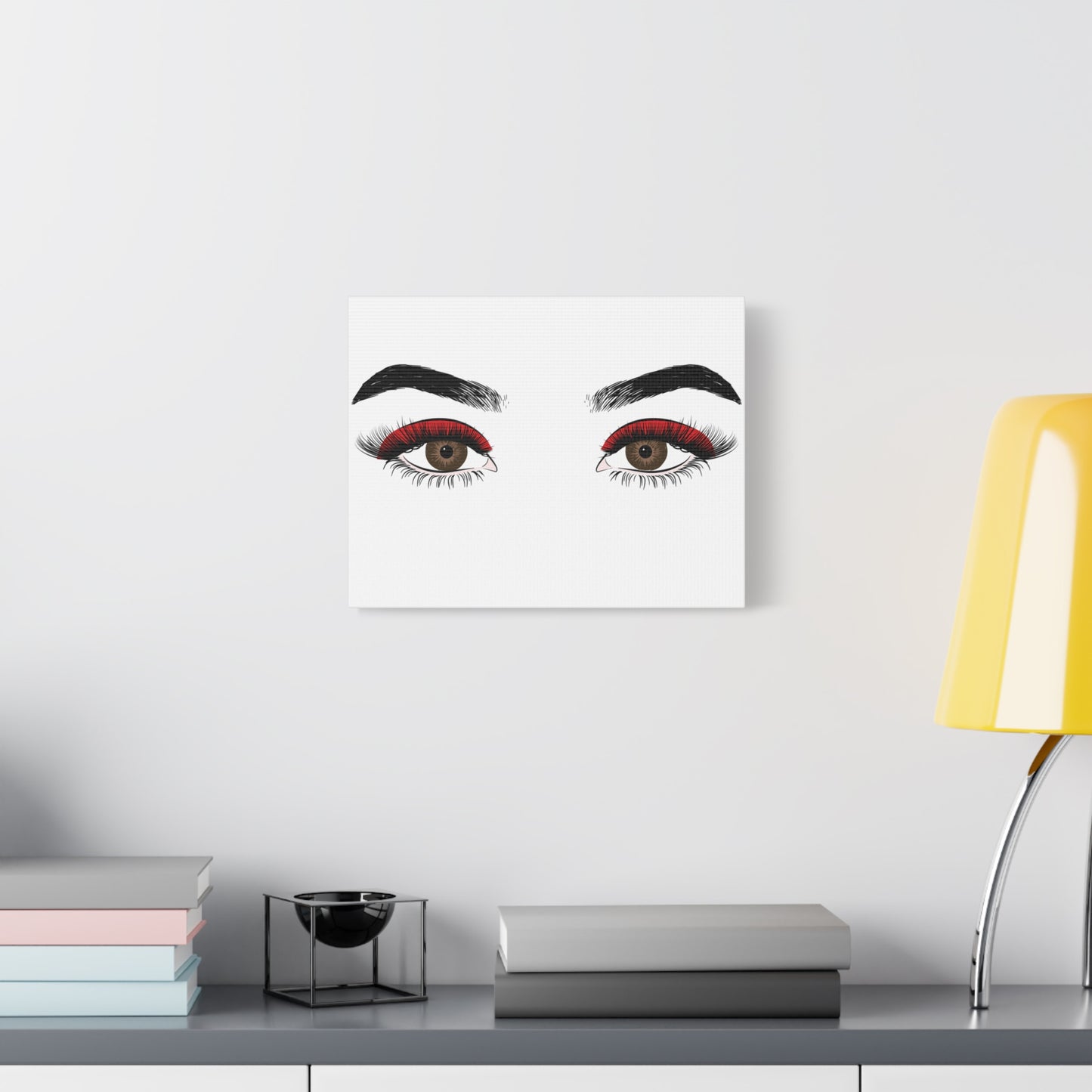 Red Lashes Wall Art Canvas — Glam Eyes Makeup Decor