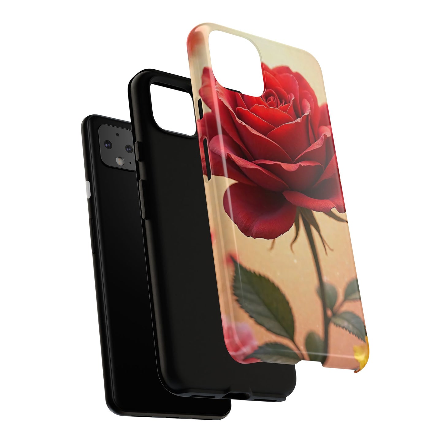 Floral Phone Case with Red Rose Design, Tough Phone Cover, Flower Print, Gift for Her, Stylish Accessory, Floral Aesthetic