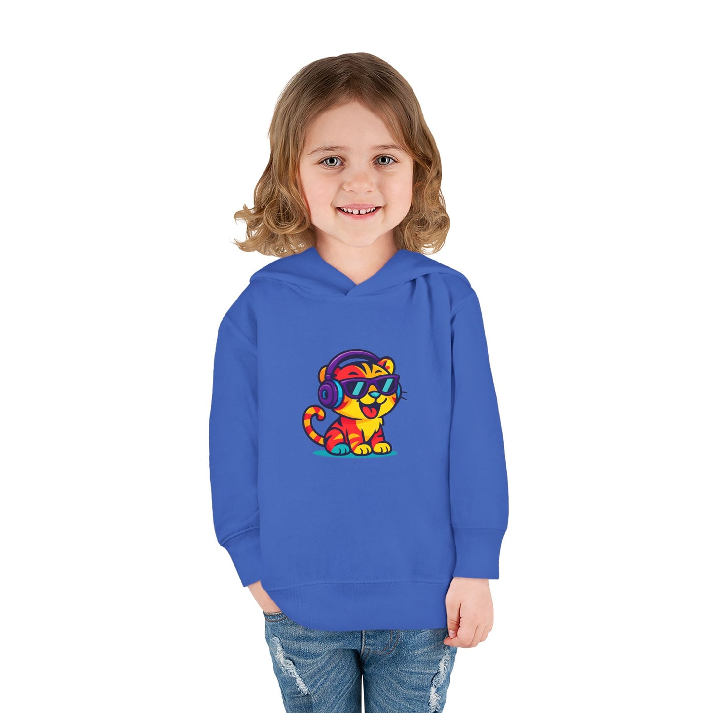 Cool Cat Toddler Hoodie - Fleece Pullover with Colorful Lion Design, Kids Clothing, Fun Gift, Casual Wear, Playtime Essentials