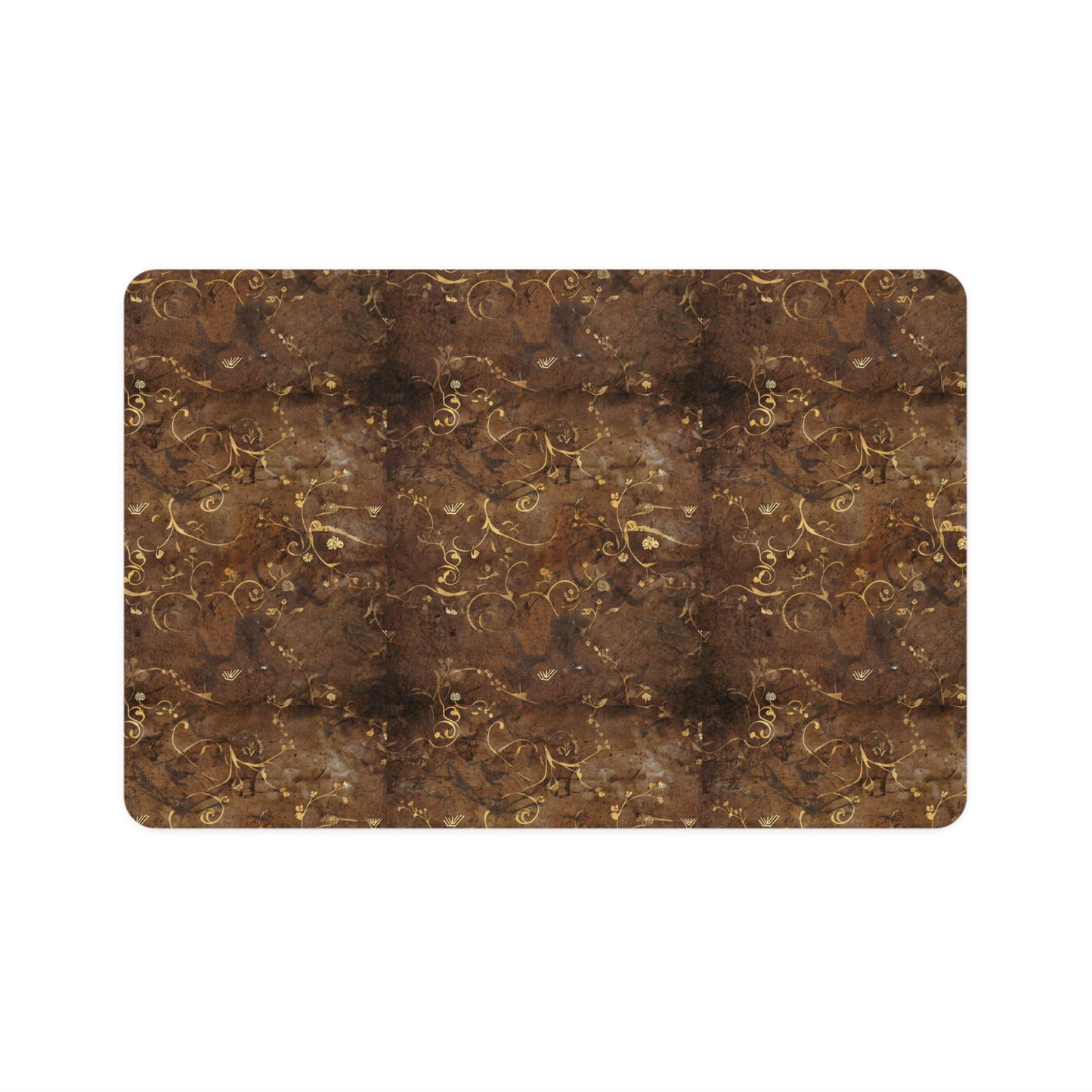 Brown Marble Pet Food Mat (12x18) — Non-Slip Waterproof Feeding Placemat for Cats & Dogs