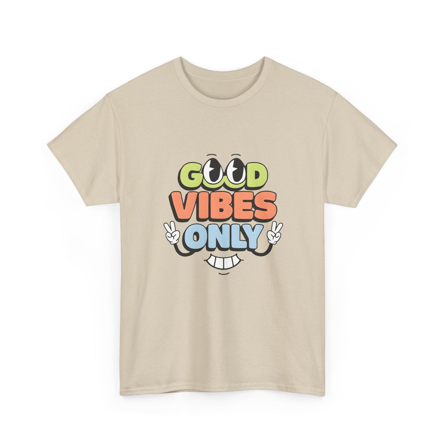 Good Vibes Only Unisex Heavy Cotton Tee, Casual Tee, Positive Message Shirt, Summer Fashion, Gift for Friends, Outdoor Wear