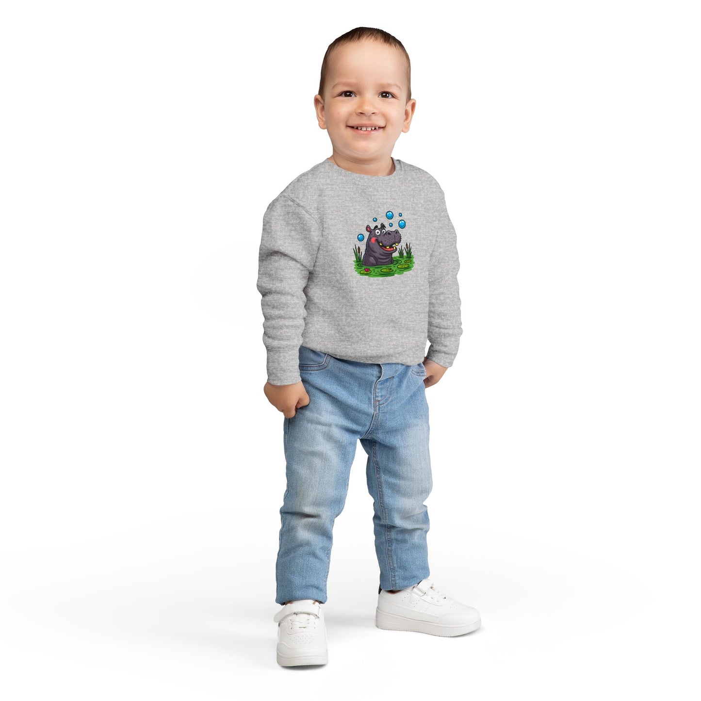 Toddler Hippo Sweatshirt, Cute Animal Apparel, Kids' Gift Idea, Birthday Present, Playful Toddler Clothes, Animal Lover Sweatshirt