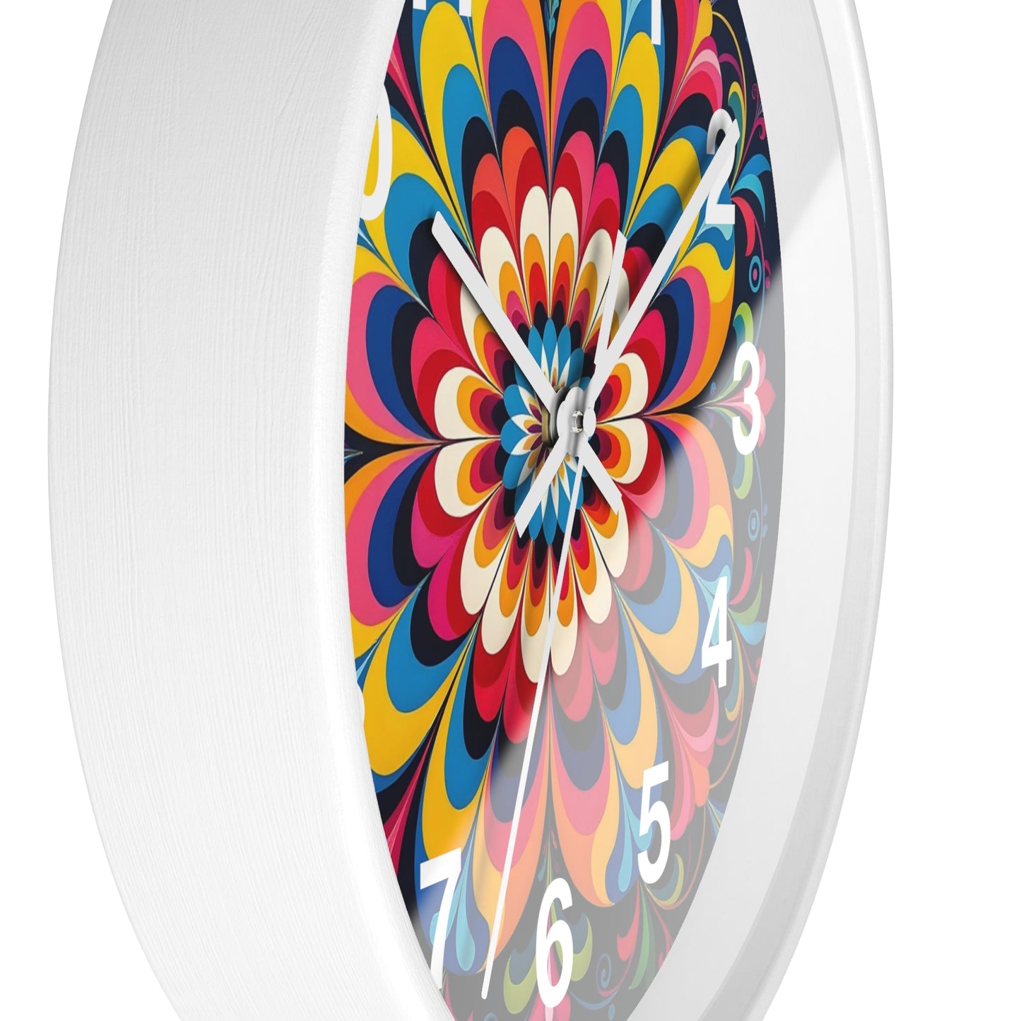 Colorburst Mandala Wall Clock — Vibrant Retro Boho Home Decor