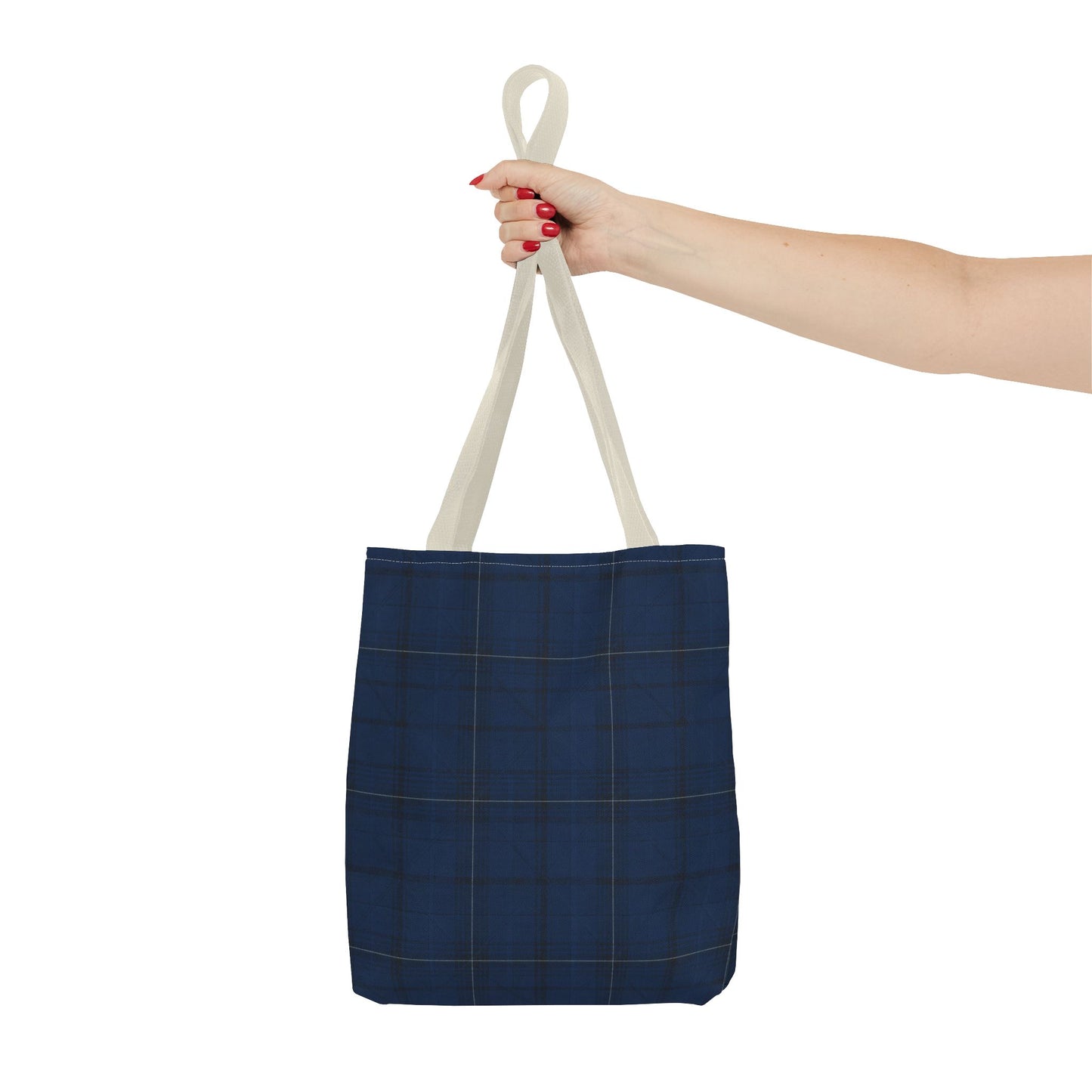 Navy Tartan Tote Bag – Classic Plaid All-Over Print Tote