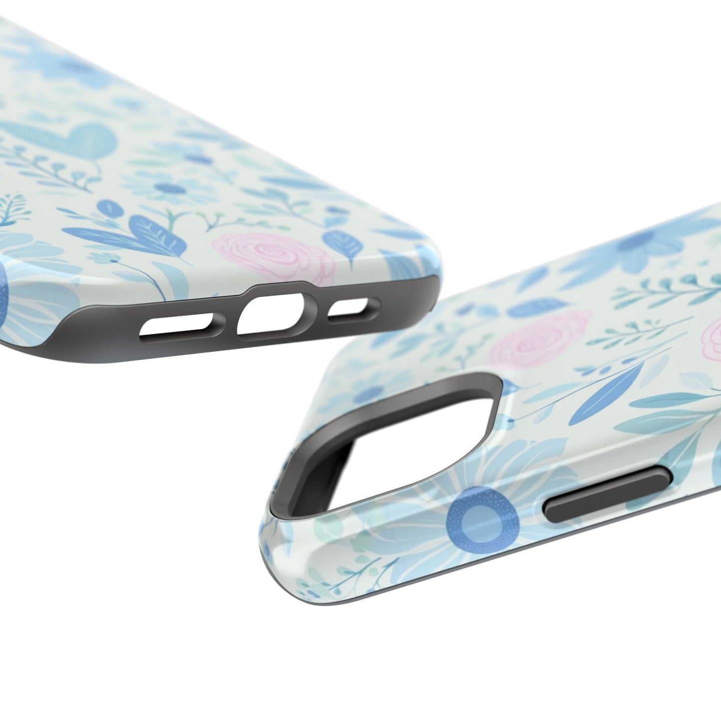Floral Pastel Magnetic Impact Phone Case — Blue & Pink Botanical Design