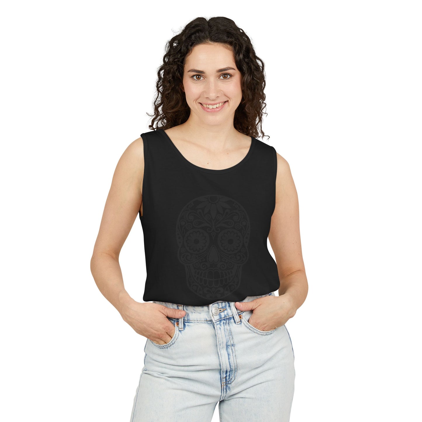 Skull Design Tank Top - Unisex, Cotton Muscle Tee for Festivals