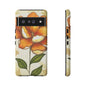Floral Phone Case with Orange Flower Design, Tough Phone Cover, Floral Gift, Stylish Tech Accessory, Nature Lovers, Spring Vibes