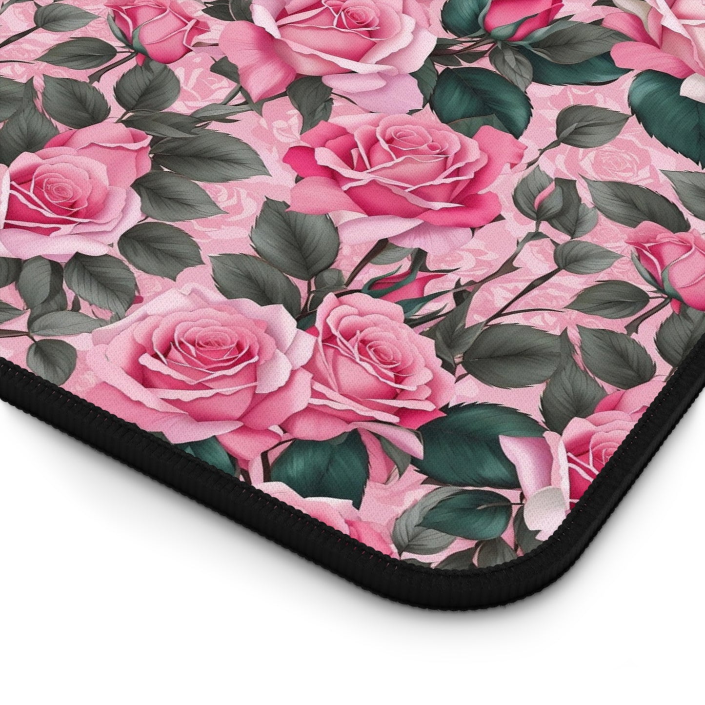 Floral Desk Mat, Elegant Workspace Decor, Gift for Her, Home Office Accessory, Mother's Day Gift, Pink Rose Design