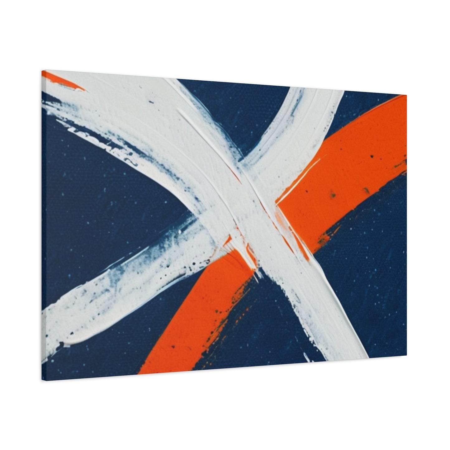 Abstract Navy & Orange Brushstroke Canvas