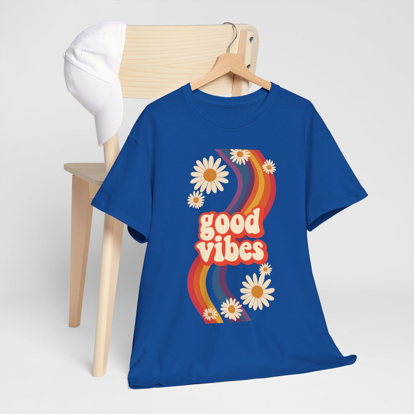 Good Vibes Unisex Heavy Cotton Tee, Retro Graphic T-Shirt, Feel Good Apparel, Summer Outfit, Casual Gift for Friends
