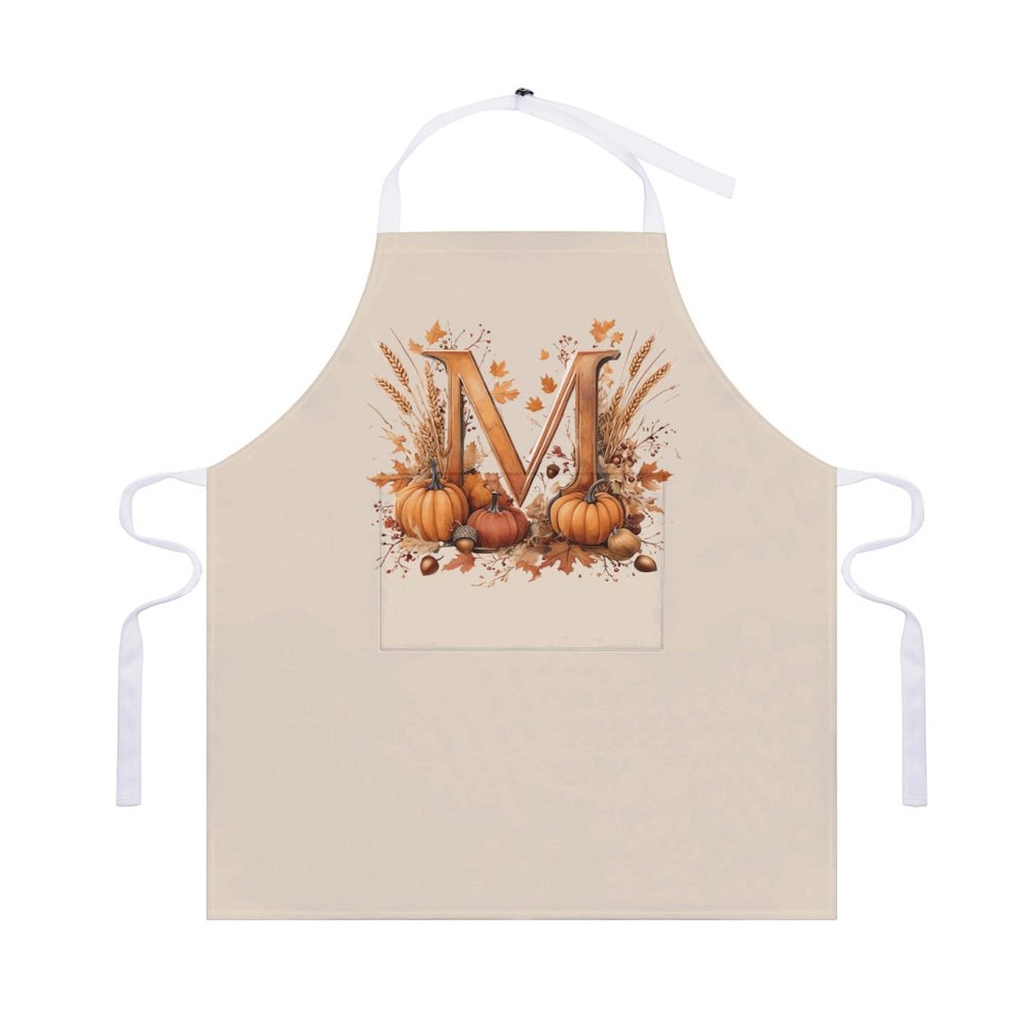 Adult Apron with Pocket - Thanksgiving Letter M