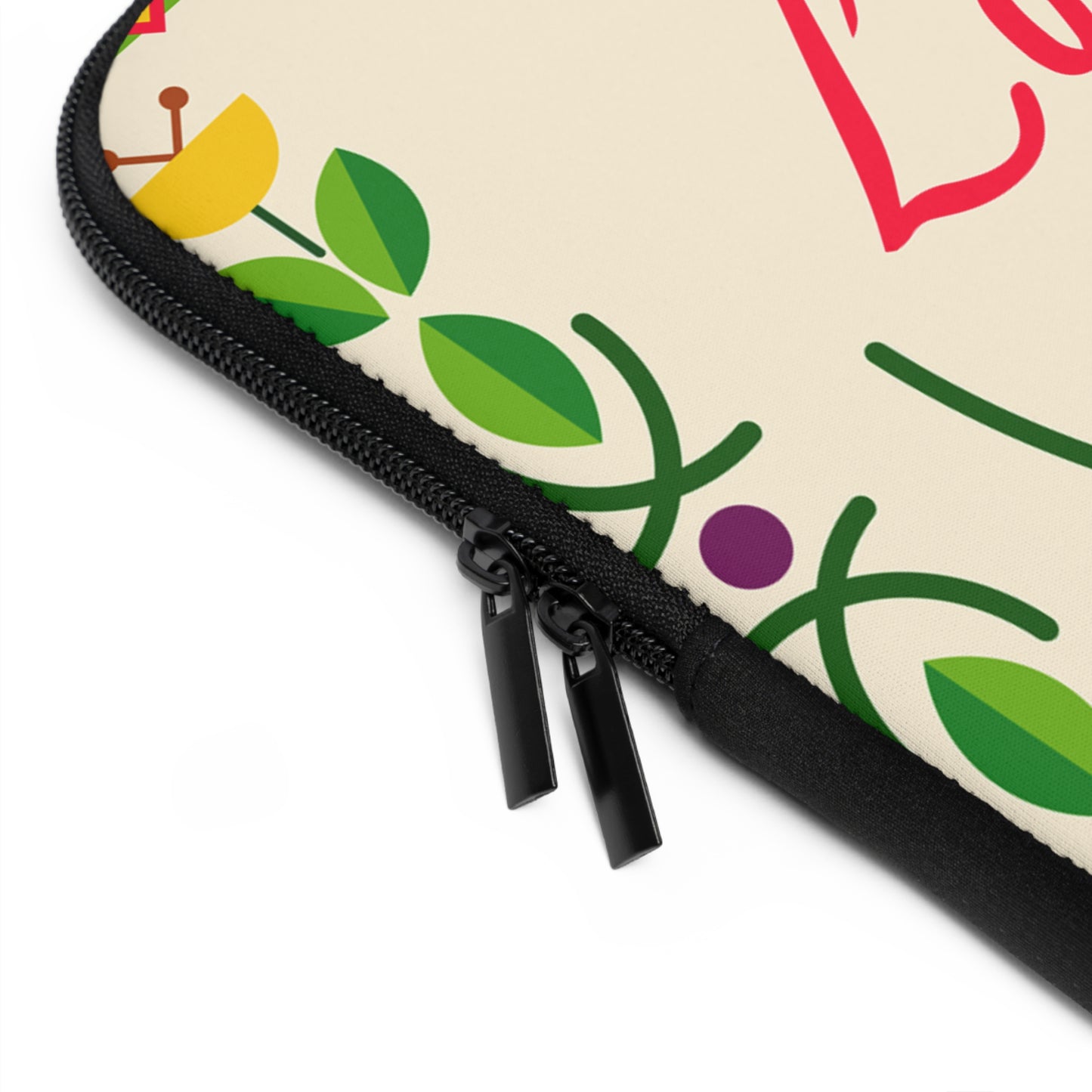 Boho Floral Laptop Sleeve - Love & Peace, Stylish Computer Case, Gift for Students, Eco-Friendly Tech Accessory, Flower Pattern