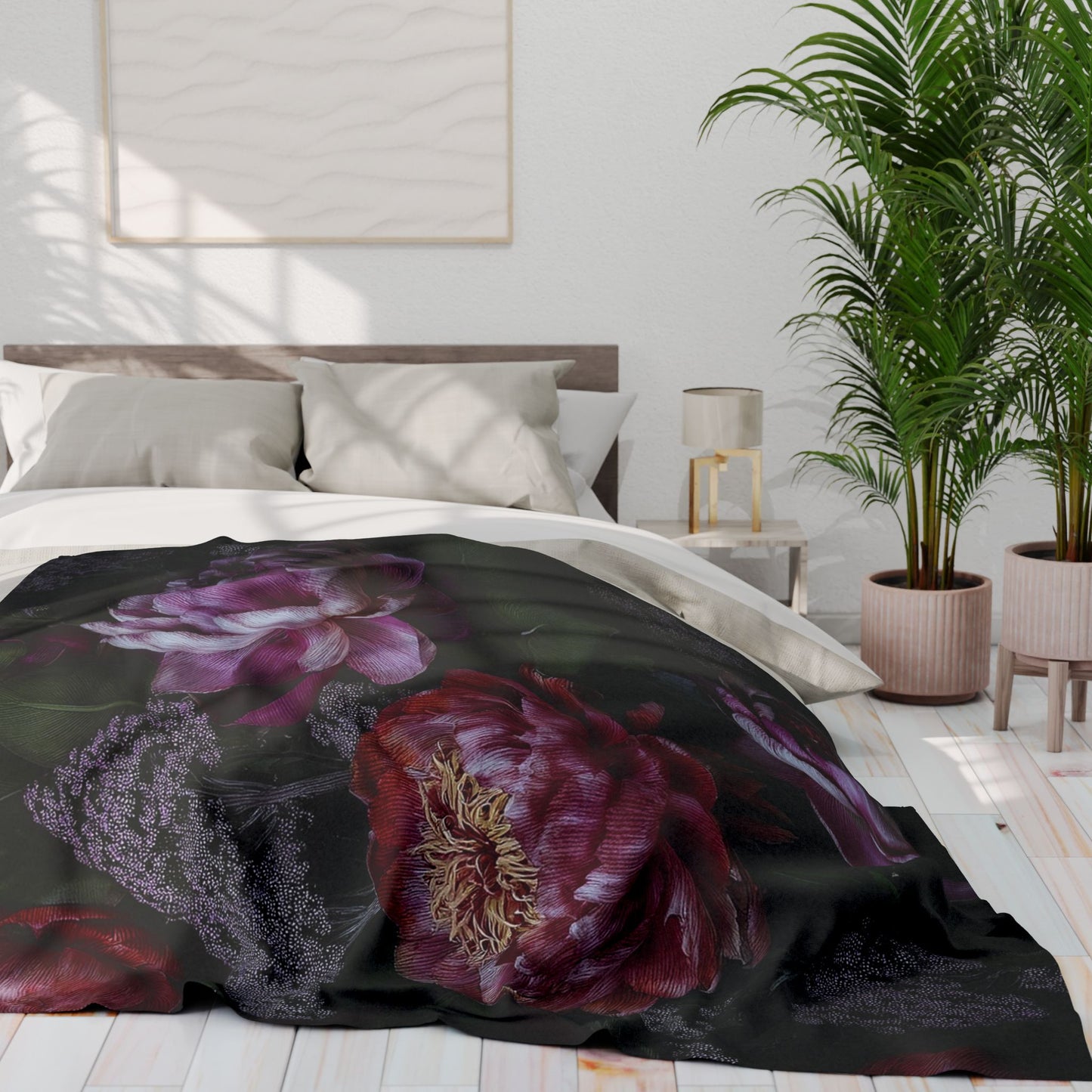 Floral Arctic Fleece Blanket, Cozy Home Decor, Gift for Her, All-Season Warmth, Elegant Design for Home, Flower Throw