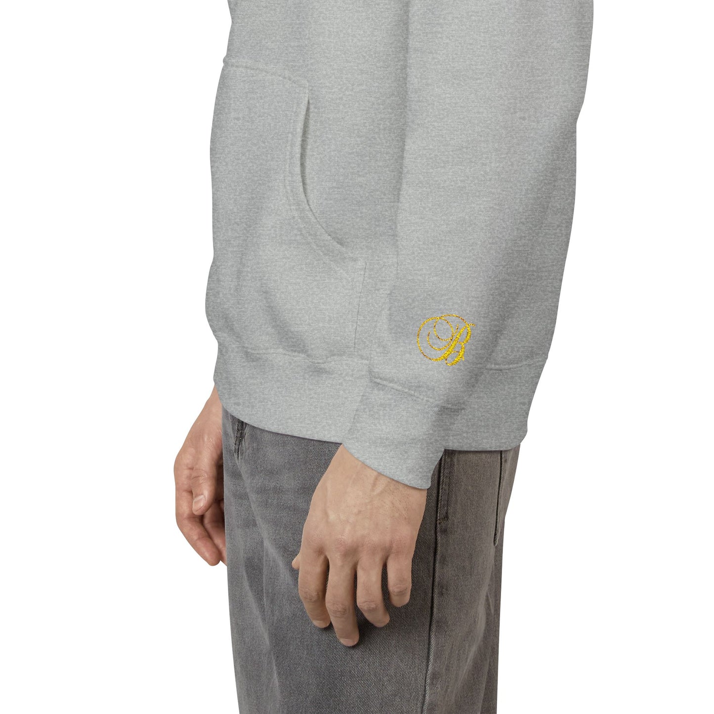 Coral Gold Floral Initial Hoodie — Monogram 'B' Casual Pullover