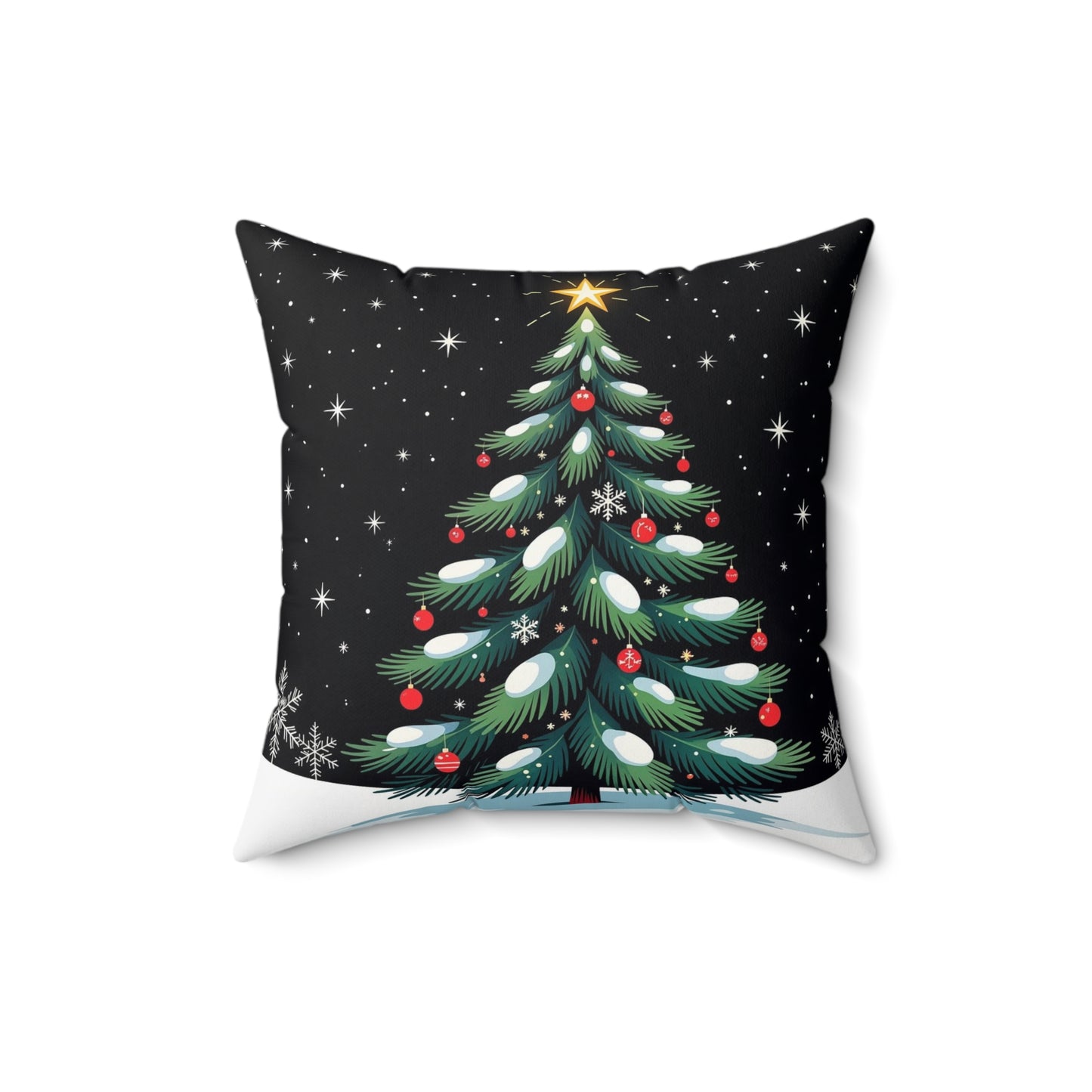 Christmas Tree Throw Pillow — Festive Star-Topped Holiday Decor