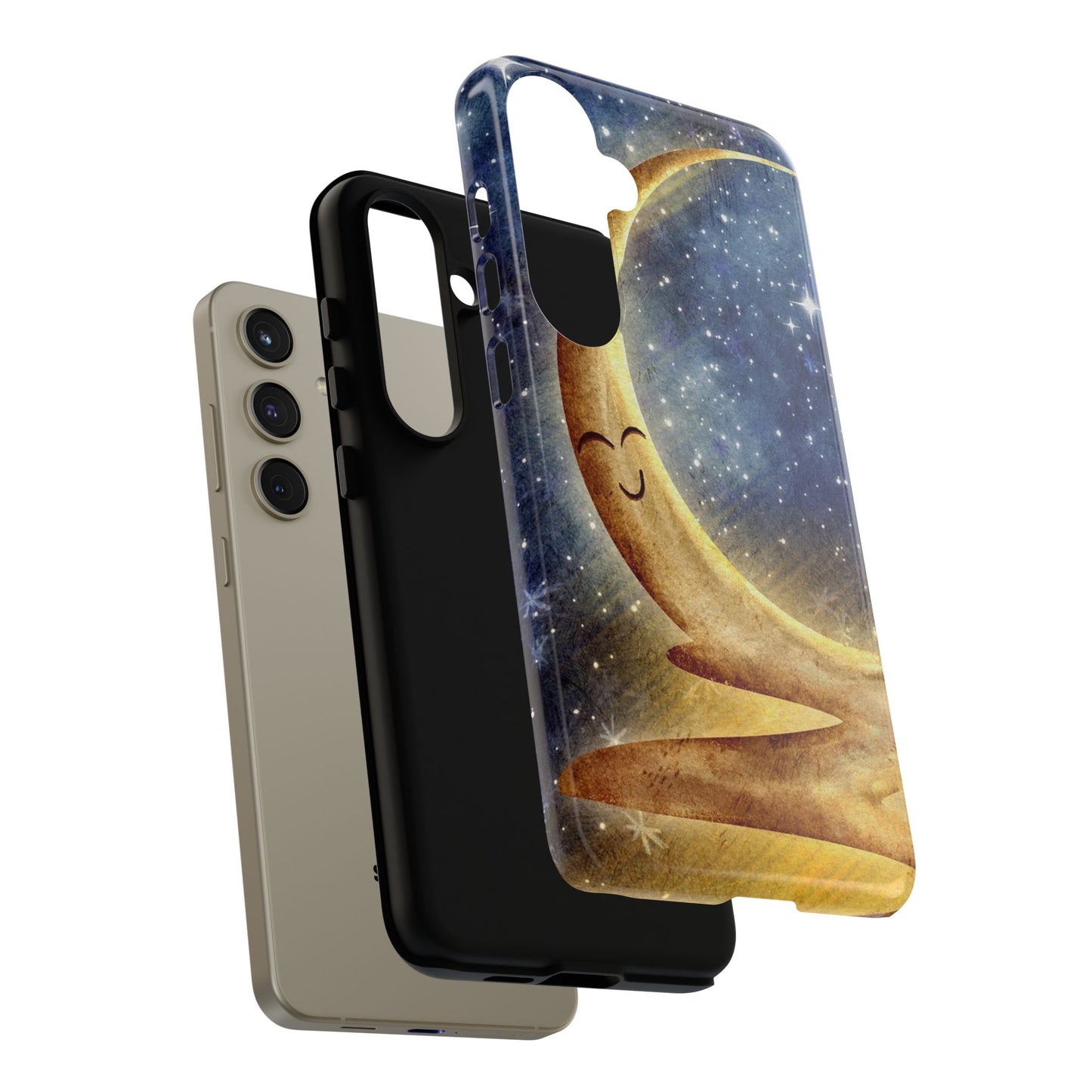 Moonlit Smile Phone Case — Starry Night Crescent Moon iPhone Cover